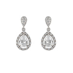 Short Bridal Earrings Drop Oval Rosette