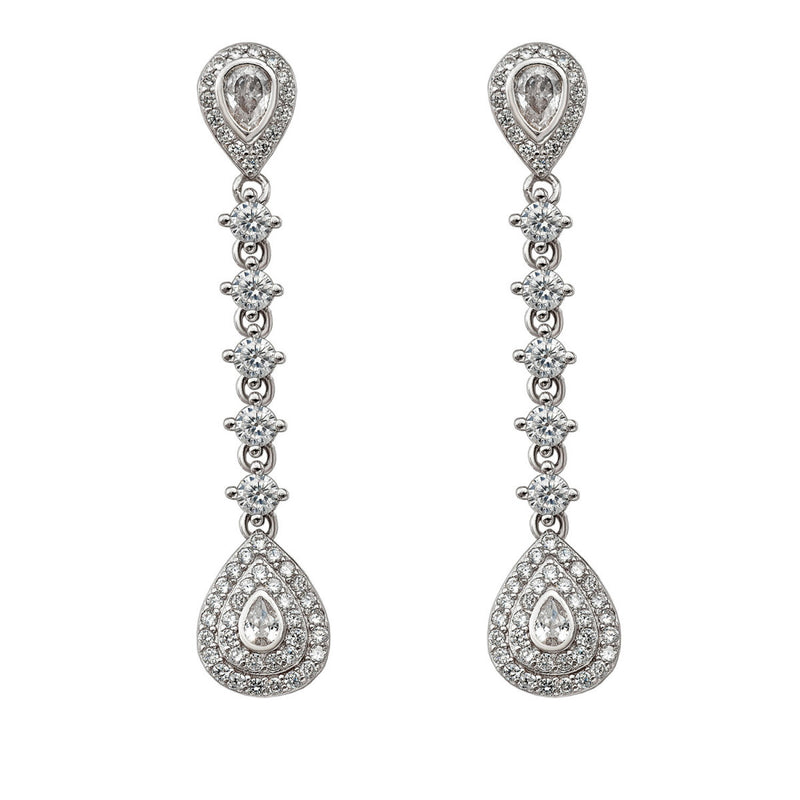 White Zirconia Drop Bridal Earrings