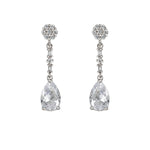 Short Bridal Earrings with Zirconia Drop and Rosette