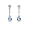 Short Bridal Earrings Aquamarine Zirconia Drop Rosette