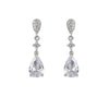 Short Bridal Earrings Drop Oval Rosette and Zirconia