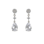 Short Bridal Earrings with Drop Rosette and Zirconia