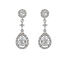 Short Bridal Earrings Drop Pavé Zirconia Rosette