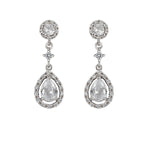 Short Bridal Earrings Drop Pavé Zirconia Rosette