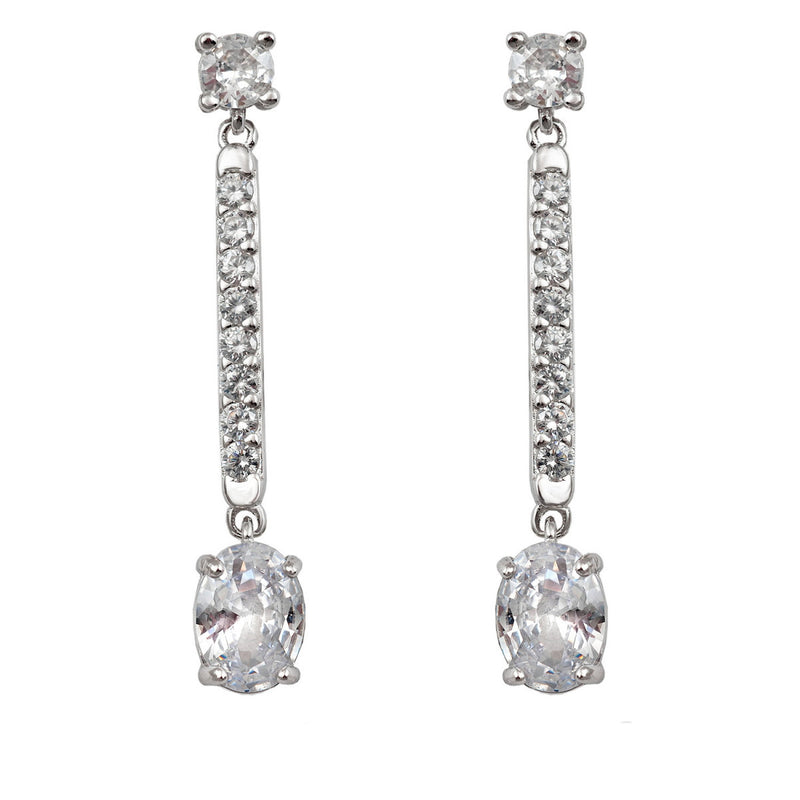 White Zirconia Bar Bridal Earrings