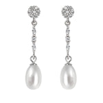 Long Oval Pearl Bridal Earrings