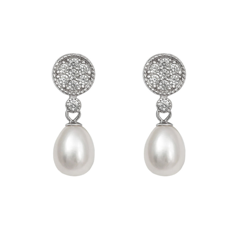 Petites boucles d'oreilles de mariée festives en argent avec motif floral