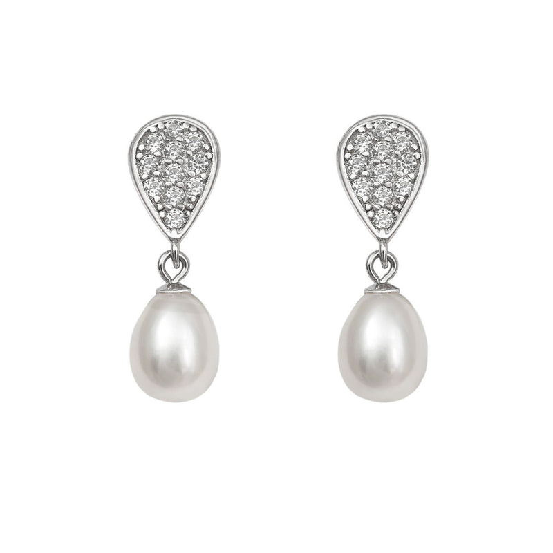 Petites boucles d'oreilles de mariée festives en argent avec motif floral