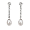 Bridal Earrings Bar Pavé Zirconia Pearl Rosette