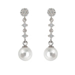 Short Round Pearl Bridal Earrings