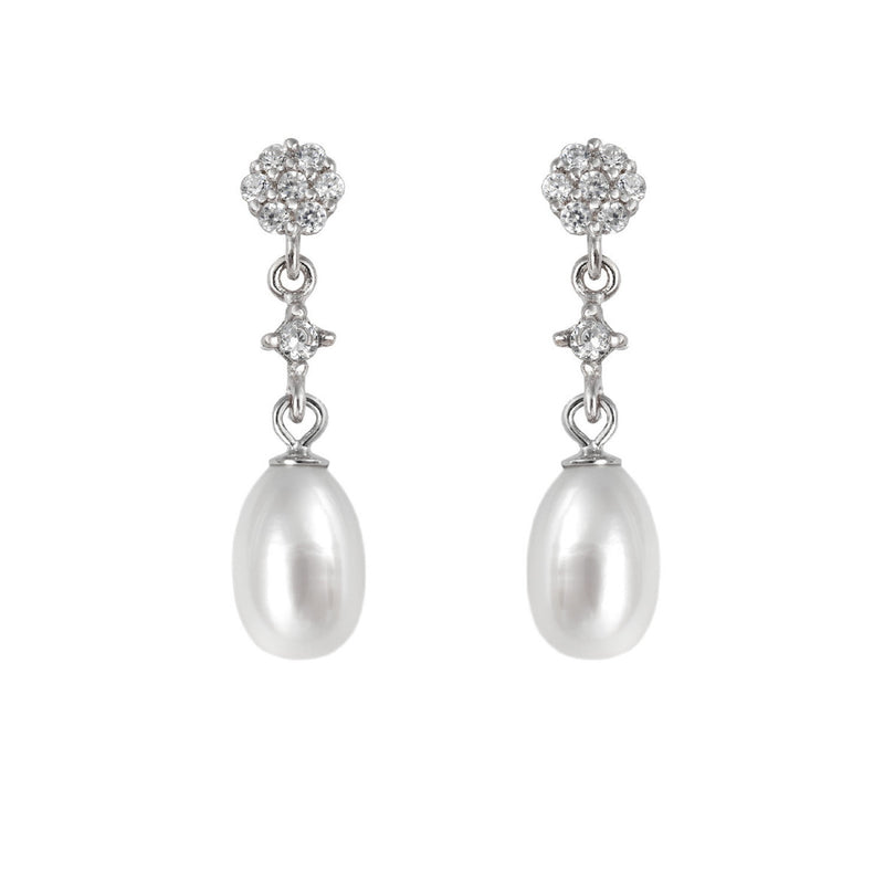 Boucles d'oreilles de mariée courtes en perles ovales