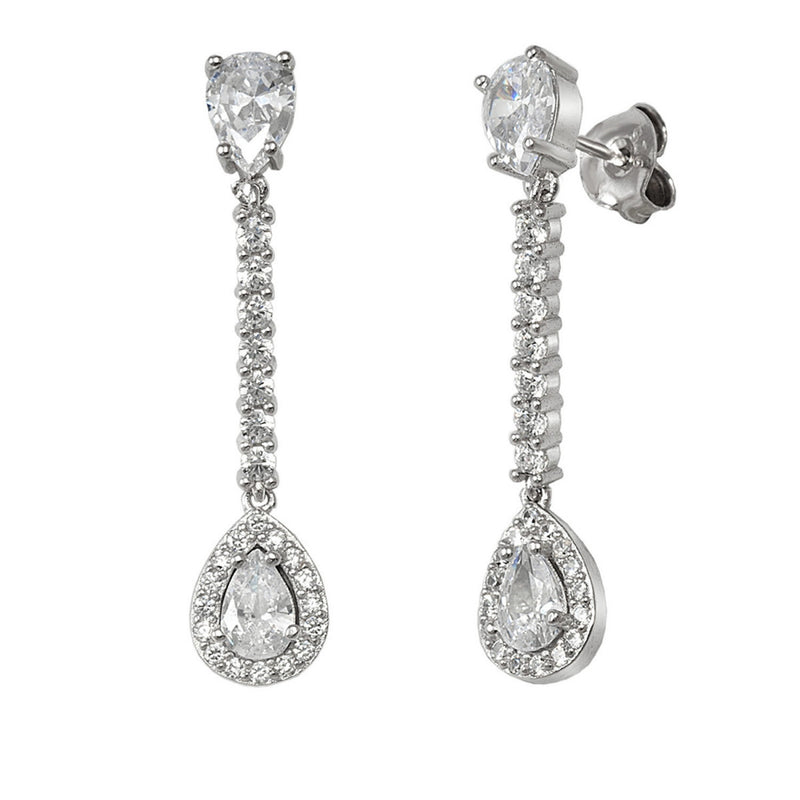 Petites boucles d'oreilles de mariée festives en argent avec motif floral