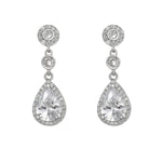 White Zirconia Rosette Bridal Earrings