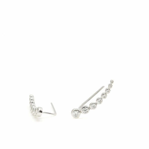 Boucles d'oreilles d'escalade en argent avec motif croissant brillant en zircone