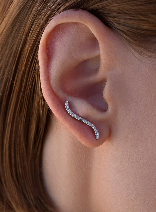 Boucles d'oreilles d'escalade en argent au design incurvé