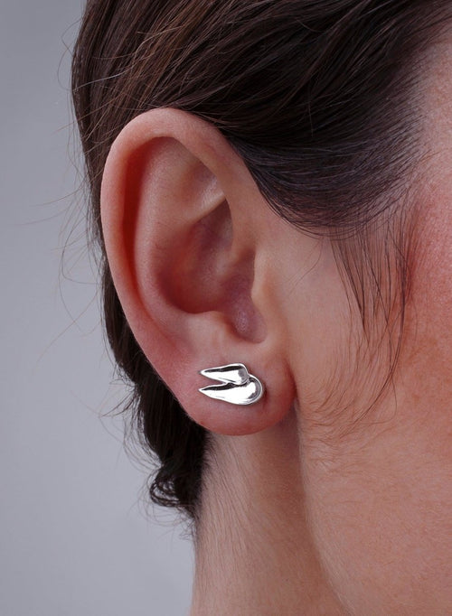 Boucles d'oreilles d'escalade en argent avec motif coup de pinceau