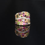 Silver and Multicolor Zirconia Ring