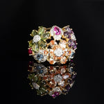 Bague Argent Fleurs Multicolores