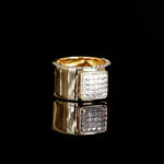 Anillo de Malla Chevalier con pavé cuadrado bañado en Oro 18k