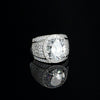 High central mesh ring with white oval zirconia