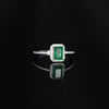 Rectangular ring with emerald zirconia and micro zirconia