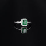 Rectangular ring with ruby ​​zirconia and micro zirconia