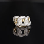 18k gold plated mesh ring with rigid pavé