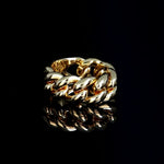 Anillo groumette de punto liso y suave bañado en oro 18k