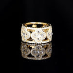 18k gold plated white flower band ring