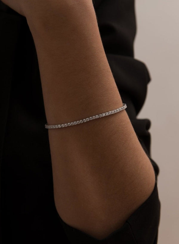 Pulsera Rivière Plata Circonitas Blancas en Talla Princesa 2 mm