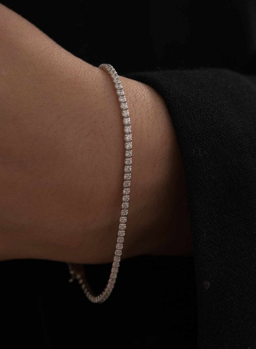 Pulsera Rivière Plata Circonitas Blancas en Talla Princesa 2 mm