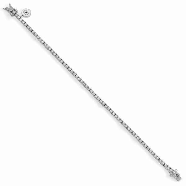 Pulsera Rivière Plata Diseño Muy Fino con Circonitas 3 mm