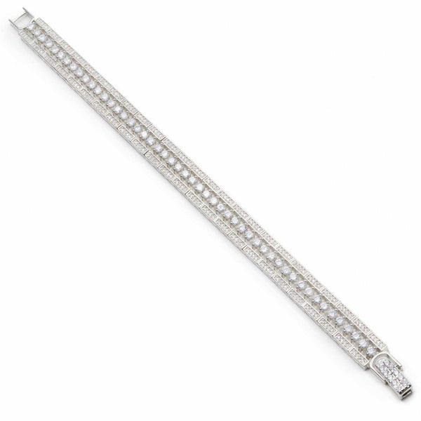 Bracelets en argent brillant avec rail central en zircon