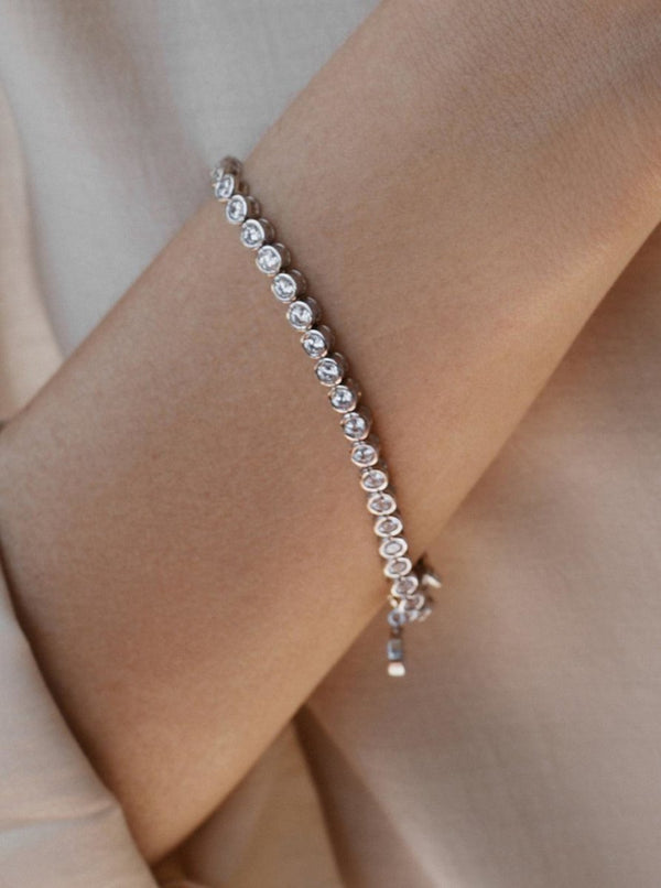 Rivière Silver Bracelets with 4 mm Round Zirconia