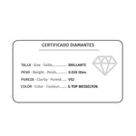 18K Pendientes Oro Blanco Estrella 5x5 mm Diamante 0.030 Qt. G-Vs2.