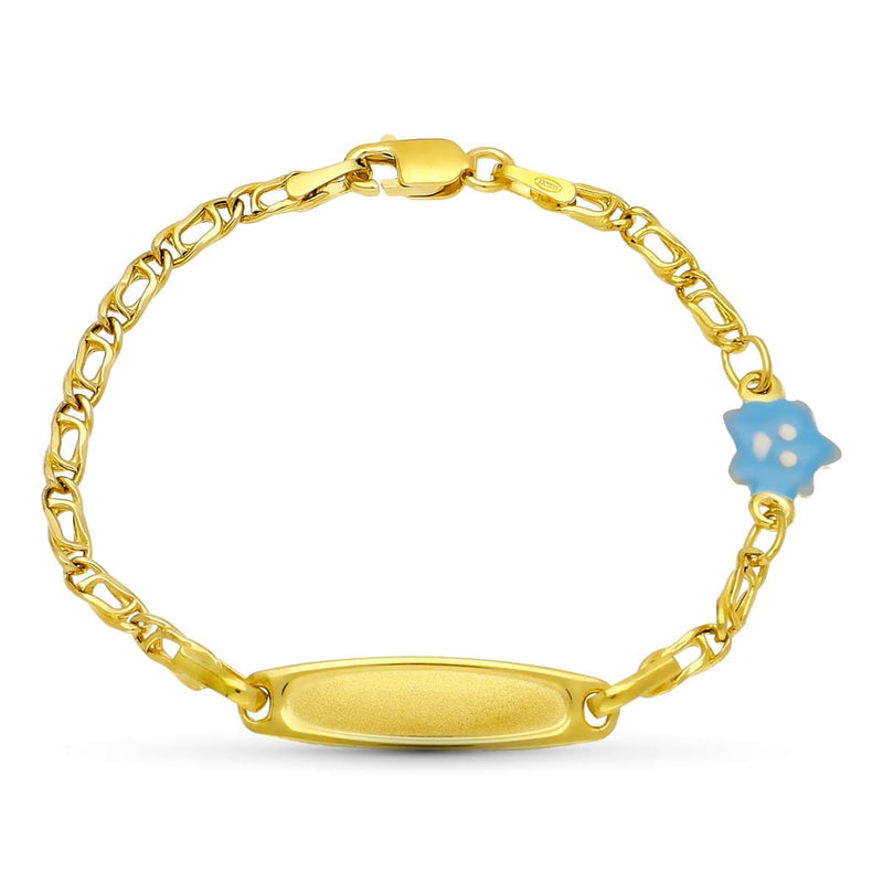 Bracelet Fille Or Jaune 18 Carats 14 cm Fleur Email