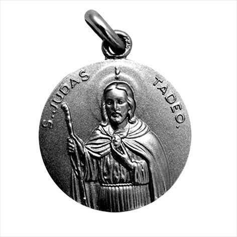 Médaille San Judas Tadeo en argent vieilli 20 mm